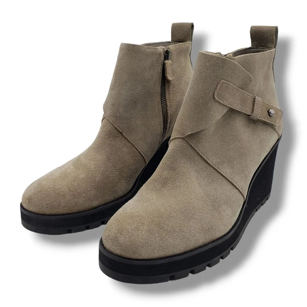 Eileen‎ Fisher Tinker Wedge Bootie Womens 11 Grey Suede